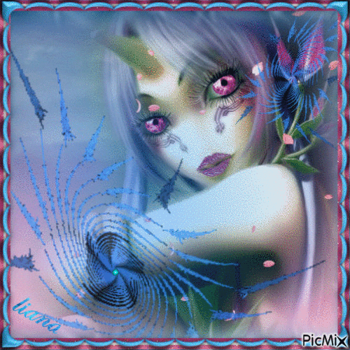 the blue fairy with the pink eyes... - Nemokamas animacinis gif