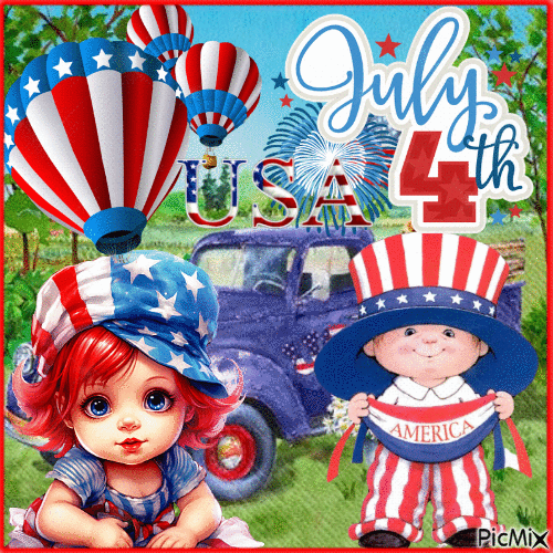 4thOfJuly-Baby-Watercolor - Free animated GIF