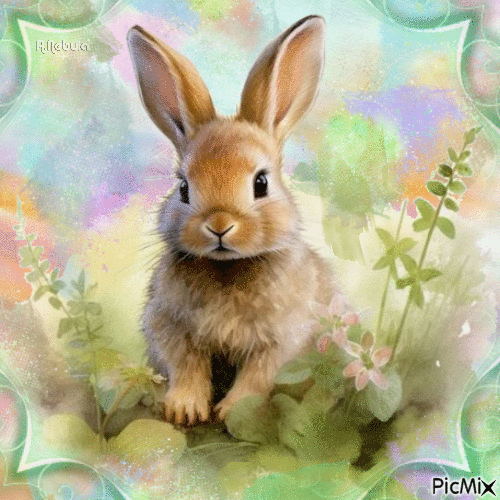 watercolor rabbit - GIF เคลื่อนไหวฟรี