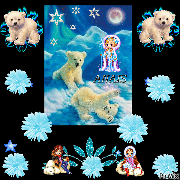 titre : ours blancs dans la neige ... Bleue ?! - GIF animado grátis