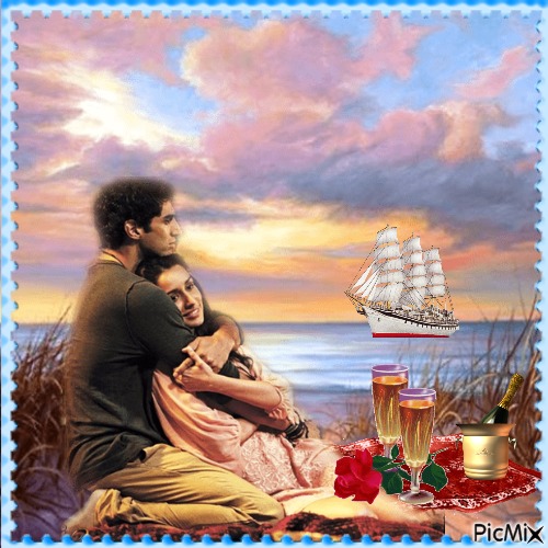 Romantischer Abend mit Blick auf den See - PNG gratuit