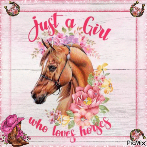 Just a girl who loves horses - Бесплатный анимированный гифка