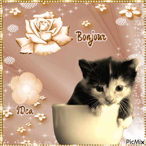 Bonjour les  chatons   = - Free animated GIF