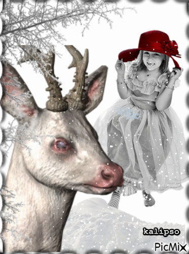 Deer and girl - Ingyenes animált GIF