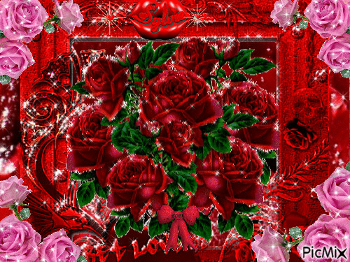 roses rouges ma création  sylvie - GIF animé gratuit