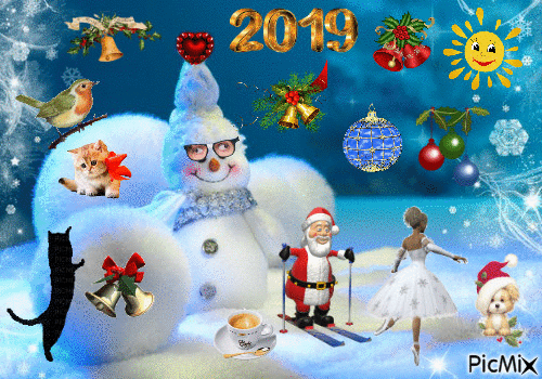 2019 Snowman - GIF animé gratuit