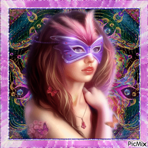 Frau mit Maske... Fantasy Art - Δωρεάν κινούμενο GIF