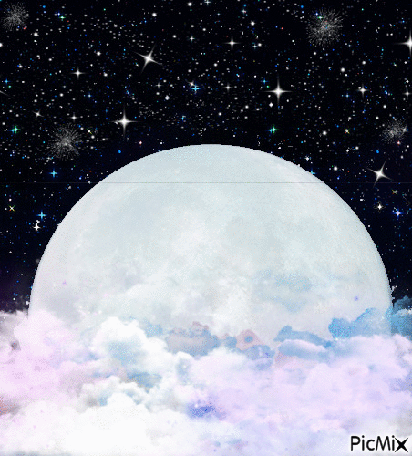 Moon Stars Clouds - Бесплатни анимирани ГИФ