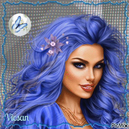 Retrato de mujer en azul - Bezmaksas animēts GIF