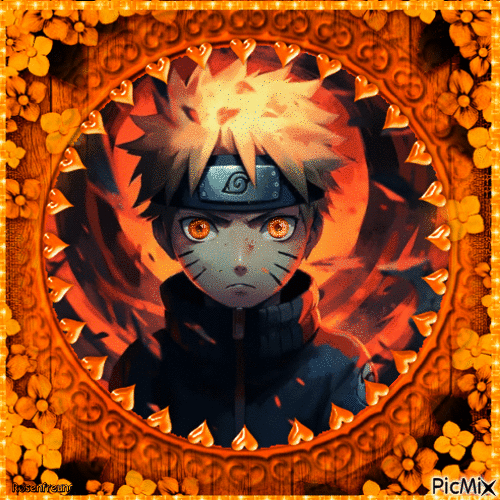 Porträt eines Anime-Jungen – Orangetöne - Bezmaksas animēts GIF
