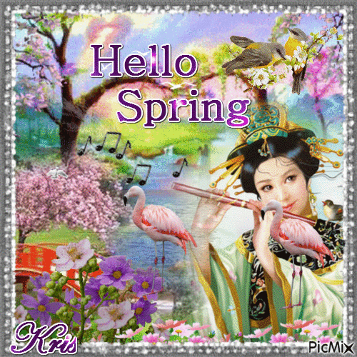 Hello Spring - Animovaný GIF zadarmo