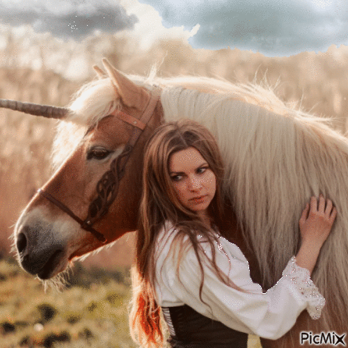 Nő és a ló - Free animated GIF