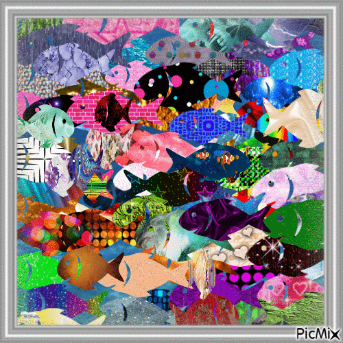 Crazy Fishes Collage 🥈 - GIF animé gratuit