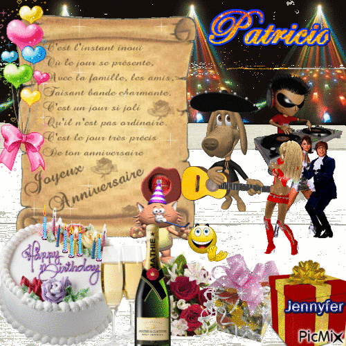 Joyeux Anniversaire Patricio - Darmowy animowany GIF