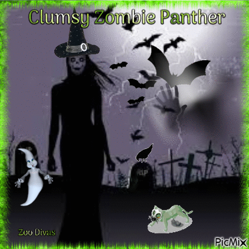 Clumsy Zombie Panther - Zdarma animovaný GIF