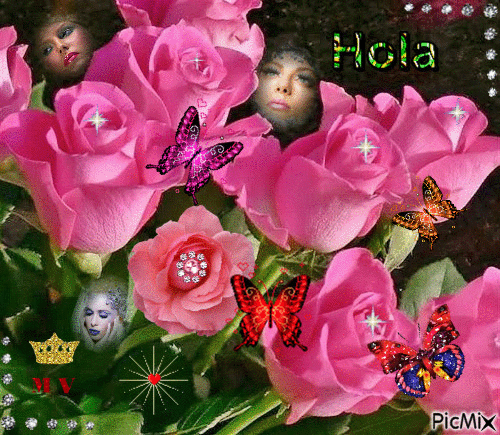 rosas hola - GIF animado gratis