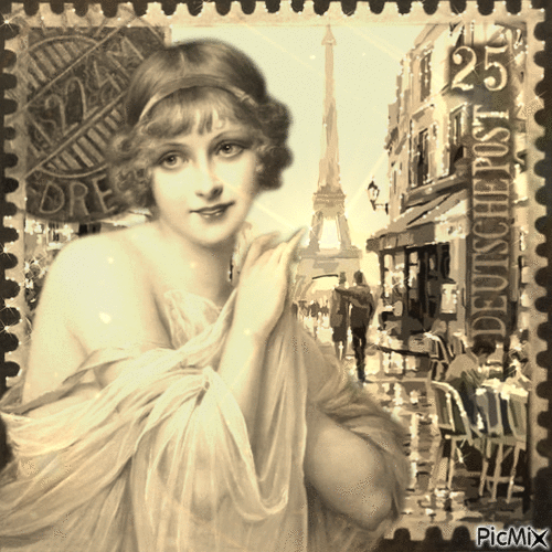 Pariser Postkarte - Sepia - GIF animé gratuit