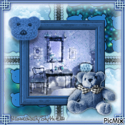 [♪]Blue Teddy Bear[♪] - GIF animasi gratis