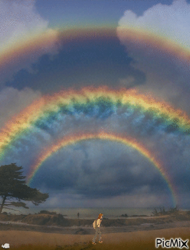 Caminar bajo un extraño arcorisis - Gratis geanimeerde GIF