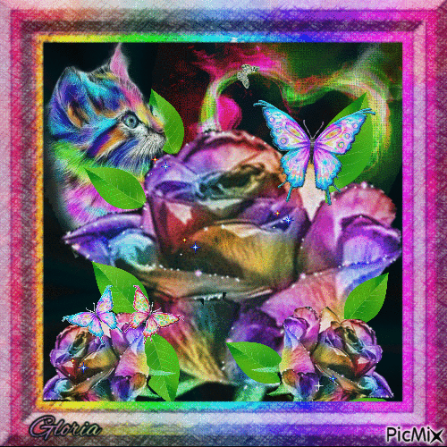 Rose multicolore - GIF animate gratis