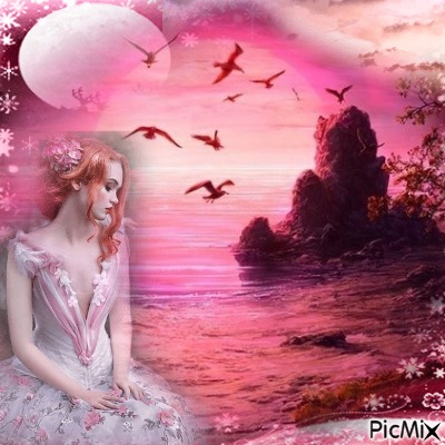 pink fantasy moonlight - besplatni png