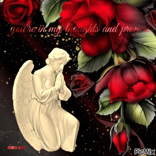 Angels-roses-thoughts-prayers - GIF animate gratis