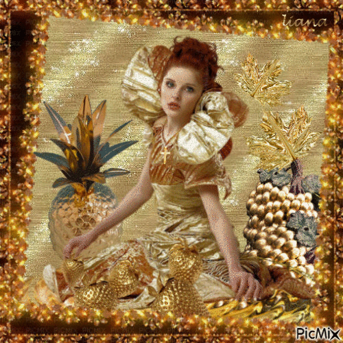 all in gold  ~the girl with a golden touch~ - Free animated GIF