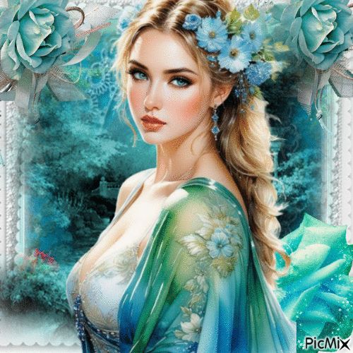 lady turquoise - Ingyenes animált GIF