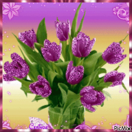 Bouquet violet - Free animated GIF