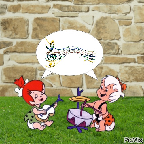 Pebbles and Bamm-Bamm singing in real world - kostenlos png