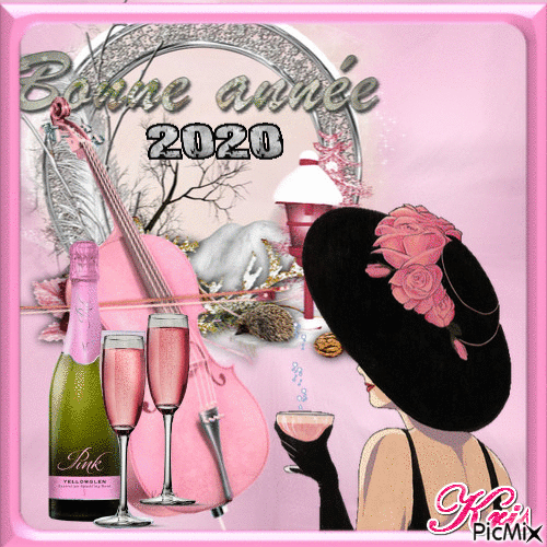 Champagne rose pour la nouvelle année 🍷🍷 - Nemokamas animacinis gif