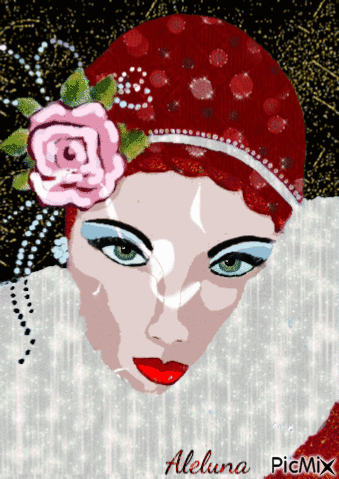 Ritratto con cappellino rosso - GIF animado grátis