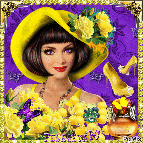 jaune et violet chic - Безплатен анимиран GIF