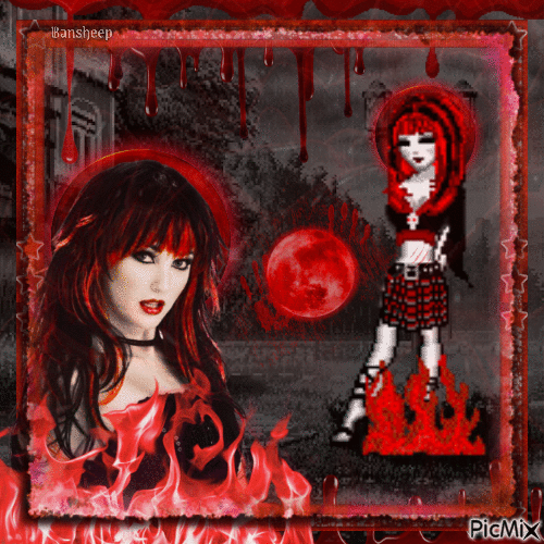 Red goth girl🔴🦇 - Бесплатный анимированный гифка