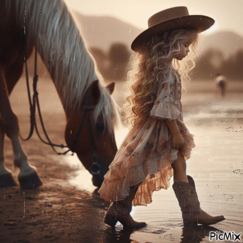 cowgirl child - Free animated GIF