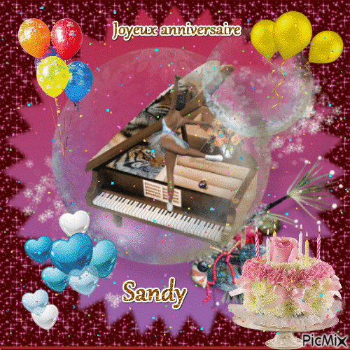 Joyeux anniversaire Sandy - Бесплатный анимированный гифка