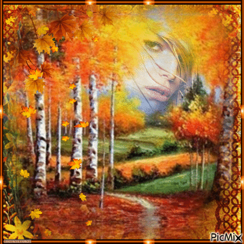 Visage de femme en automne - Δωρεάν κινούμενο GIF