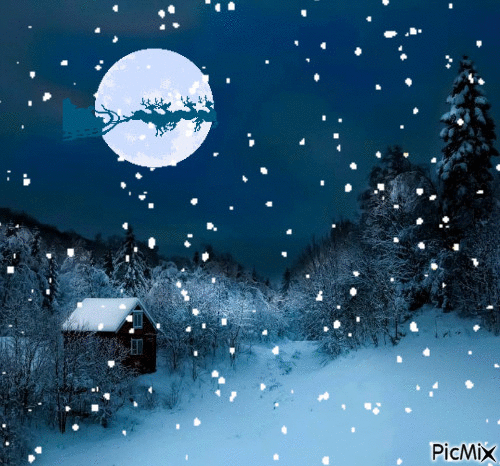 Snowy Christmas Eve - Free animated GIF