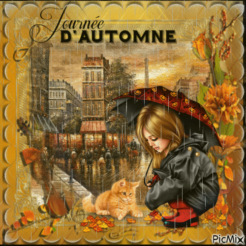 Automne Pluie ville - Free animated GIF
