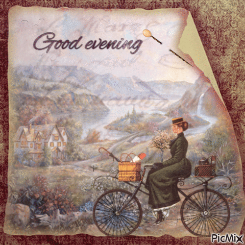 Good evening, cottage. bicycle - Ingyenes animált GIF