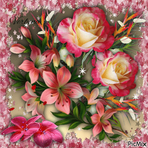 Un beau bouquet de fleurs pour vous - Бесплатный анимированный гифка