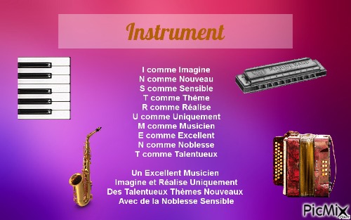 Poème sur "Instrument" - png gratis