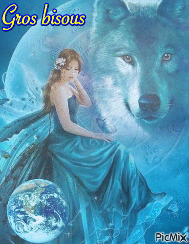 gros bisous loup bleu - Ilmainen animoitu GIF