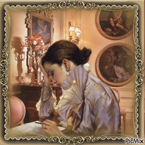 ☆☆ Woman writing letters☆ Mujer escribiendo cartas - Free animated GIF