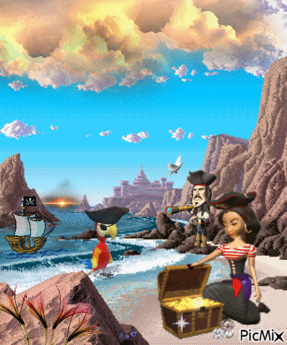 O Tesouro dos Piratas - Бесплатный анимированный гифка