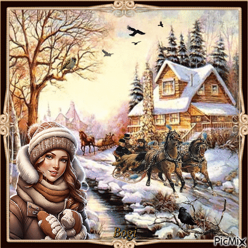 Rural winter landscape... - Бесплатни анимирани ГИФ
