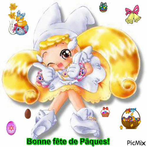 Giff Magical Dorémi Flora en apprentie-sorcière Bonne fête de Pâques! créé par moi - GIF animate gratis