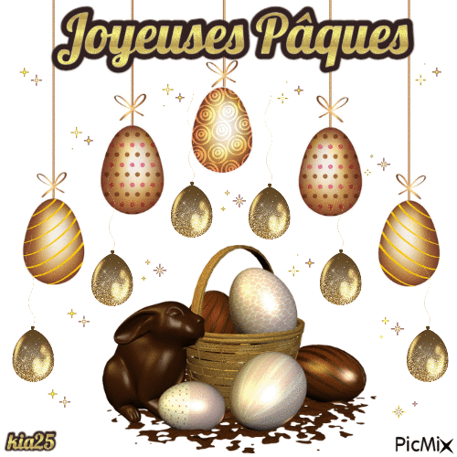 Pâques, œufs, lapin - Безплатен анимиран GIF