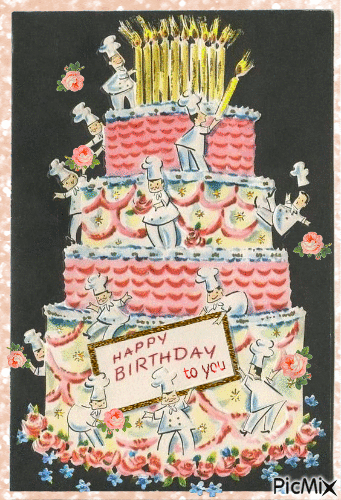 Happy Birthday, cake - Gratis animerad GIF