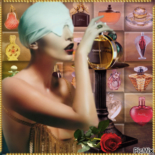 Parfüm ve kadın - Gratis geanimeerde GIF